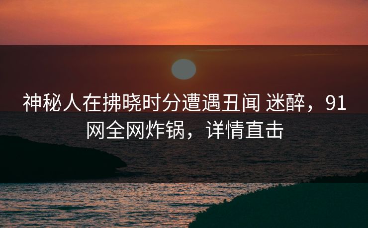 神秘人在拂晓时分遭遇丑闻 迷醉，91网全网炸锅，详情直击