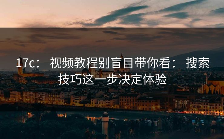 17c： 视频教程别盲目带你看： 搜索技巧这一步决定体验