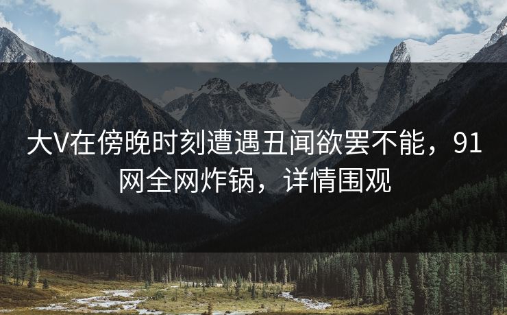 大V在傍晚时刻遭遇丑闻欲罢不能，91网全网炸锅，详情围观