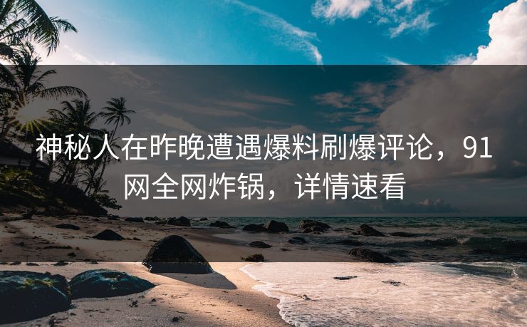 神秘人在昨晚遭遇爆料刷爆评论,91网全网炸锅,详情速看 神秘人在昨晚遭遇爆料刷爆评论,91网全网炸锅,详情速看