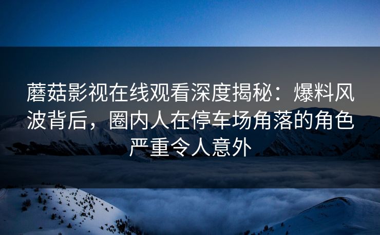 蘑菇影视在线观看深度揭秘：爆料风波背后，圈内人在停车场角落的角色严重令人意外